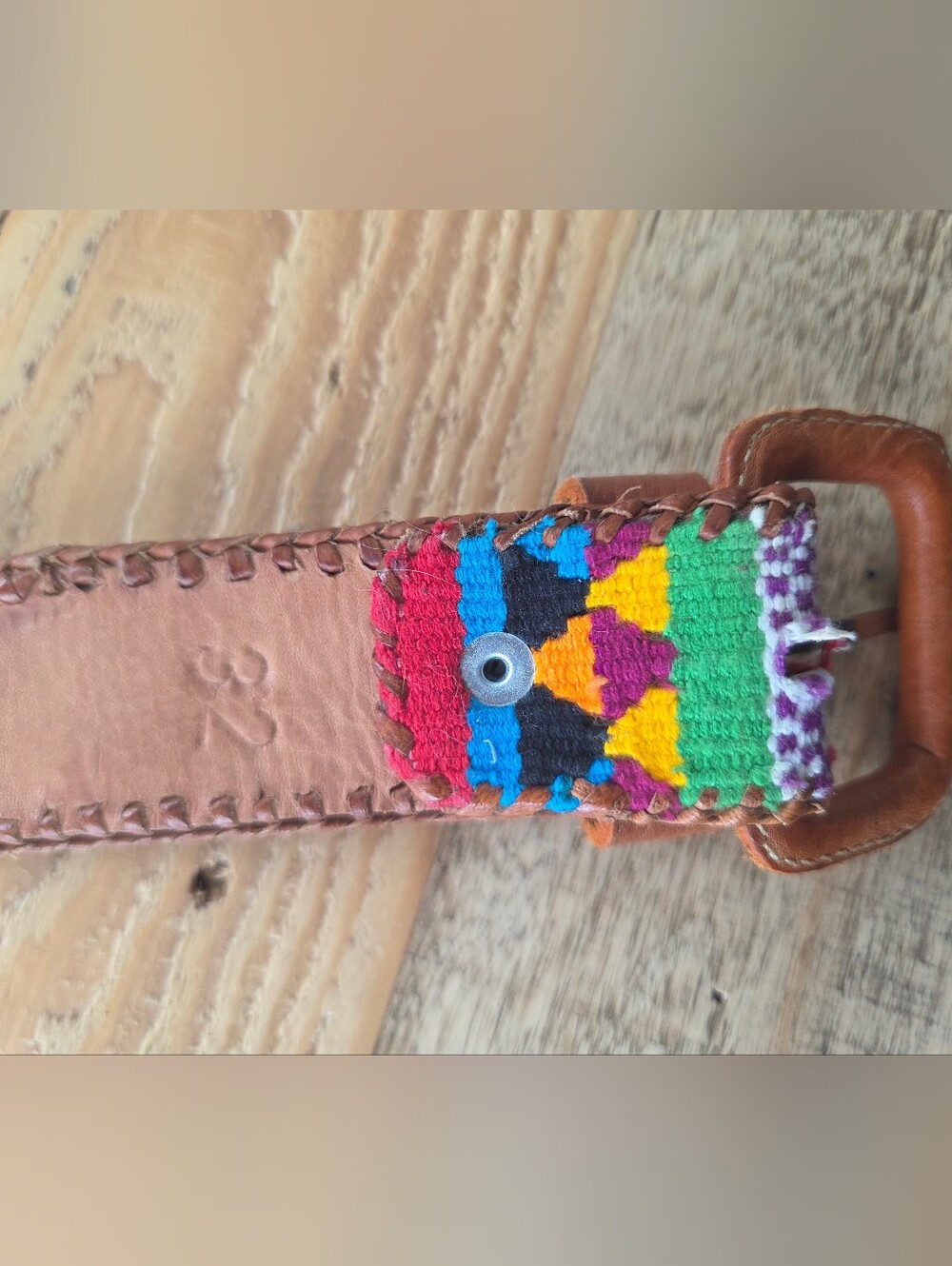 Traditional Guatemalan Vibrant Woven Embroidered Colorful Belt Size 32 - Picture 6 of 10